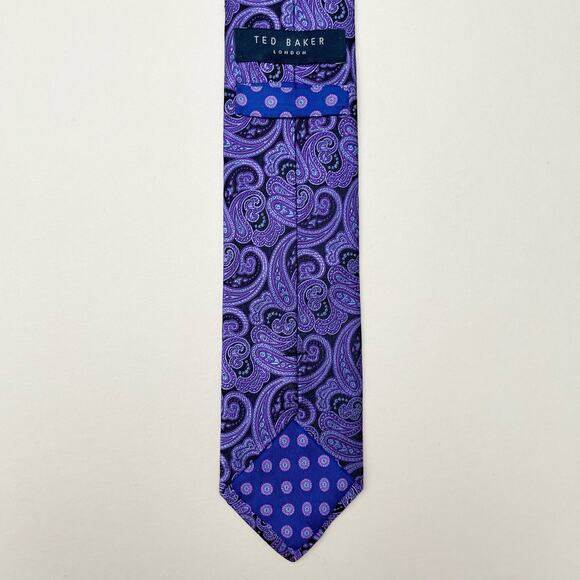 Ted Baker LONDON Persian Carnival Purple Italian Silk Tie - Picture 4 of 6
